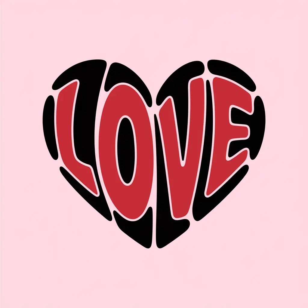 Text LOVE inside a red heart shape